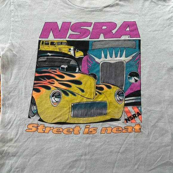 Vintage 90s Neon National Street Rod Association Single Stitch Retro Fla… - Picture 7 of 16